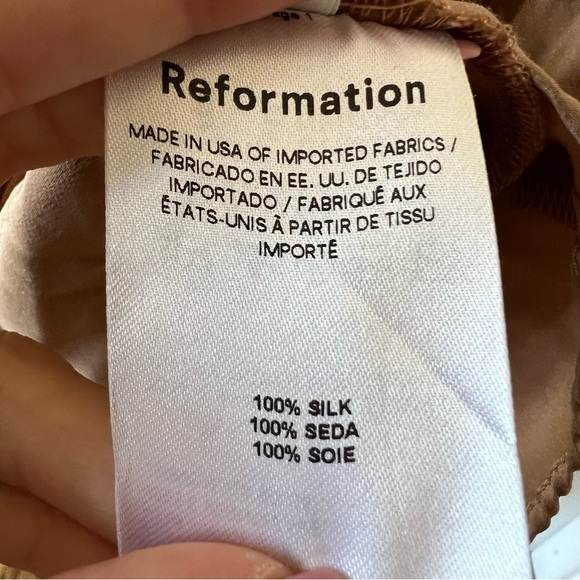reformation Jeany Silk Dress CROISSANT size L C0 - Picture 9 of 10